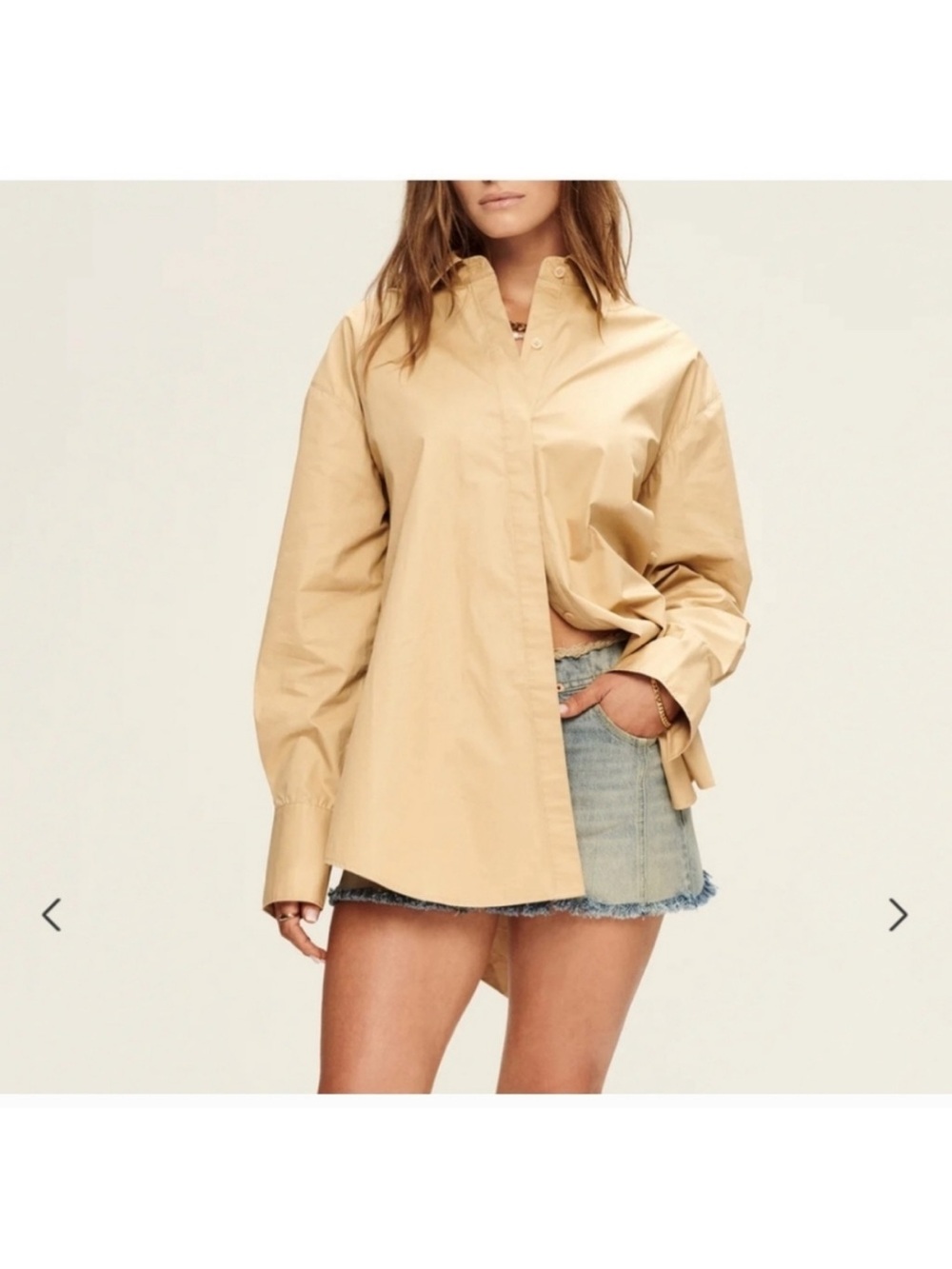 SER.O.YA Oversized Beige Button-Down Shirt